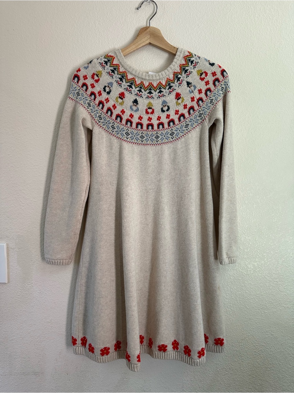 Hanna Andersson Ivory Fair Isle Knit Sweater Dress